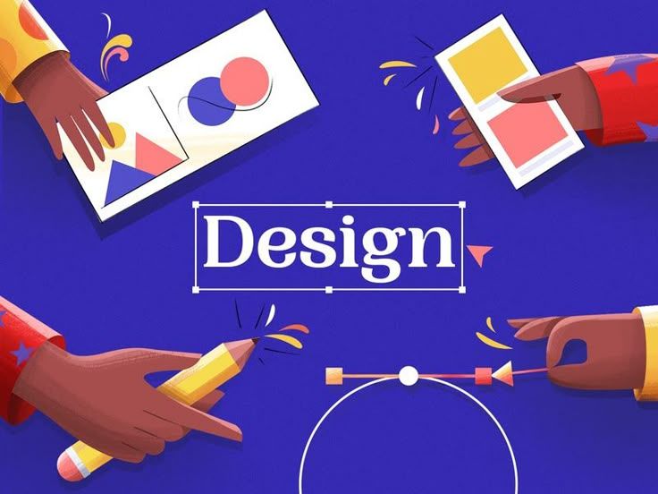 Illustration of UX designers collaborating on user experience and interface design with sketches, charts, and digital tools on a pink background.